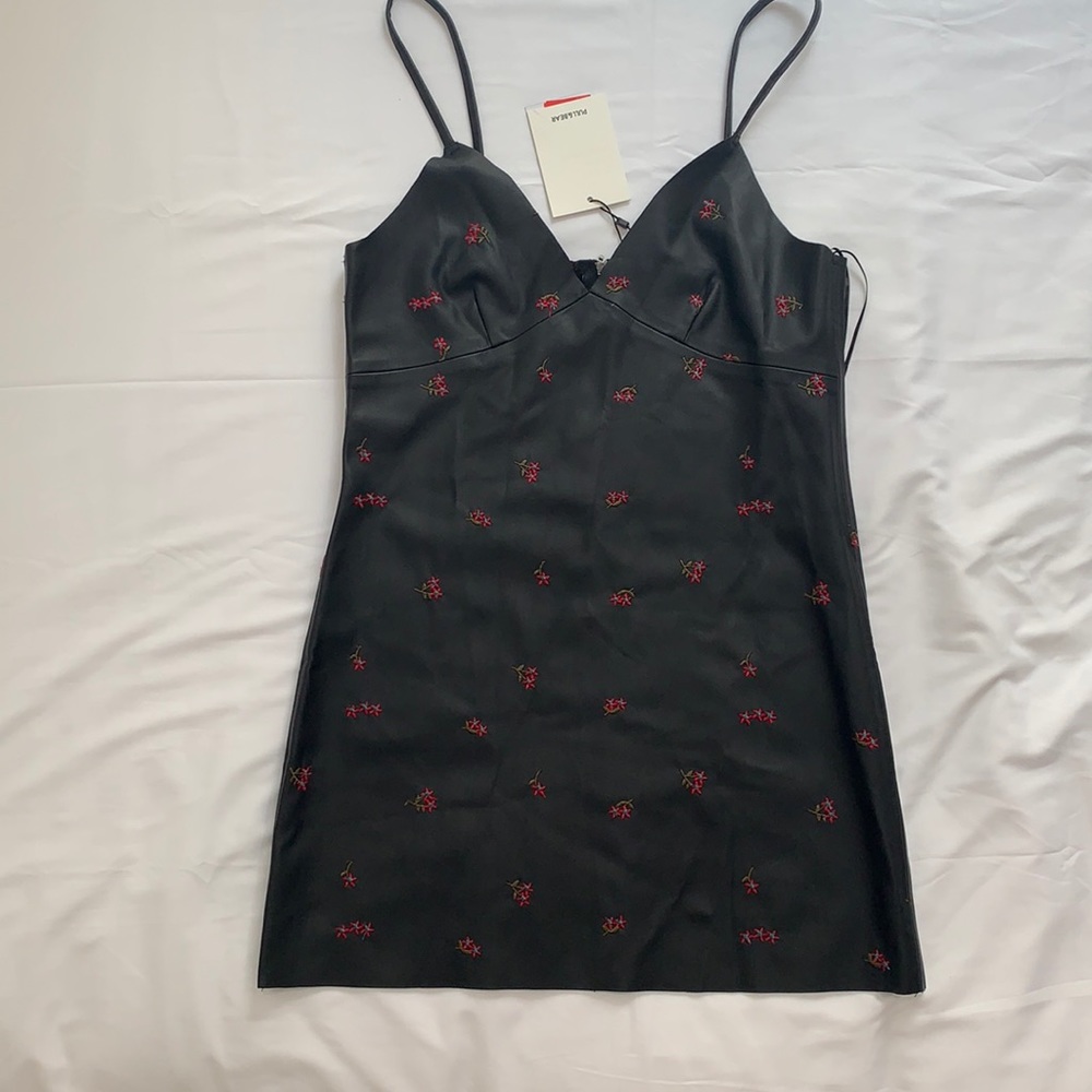 Pull&Bear Faux Leather Floral Dress Size S